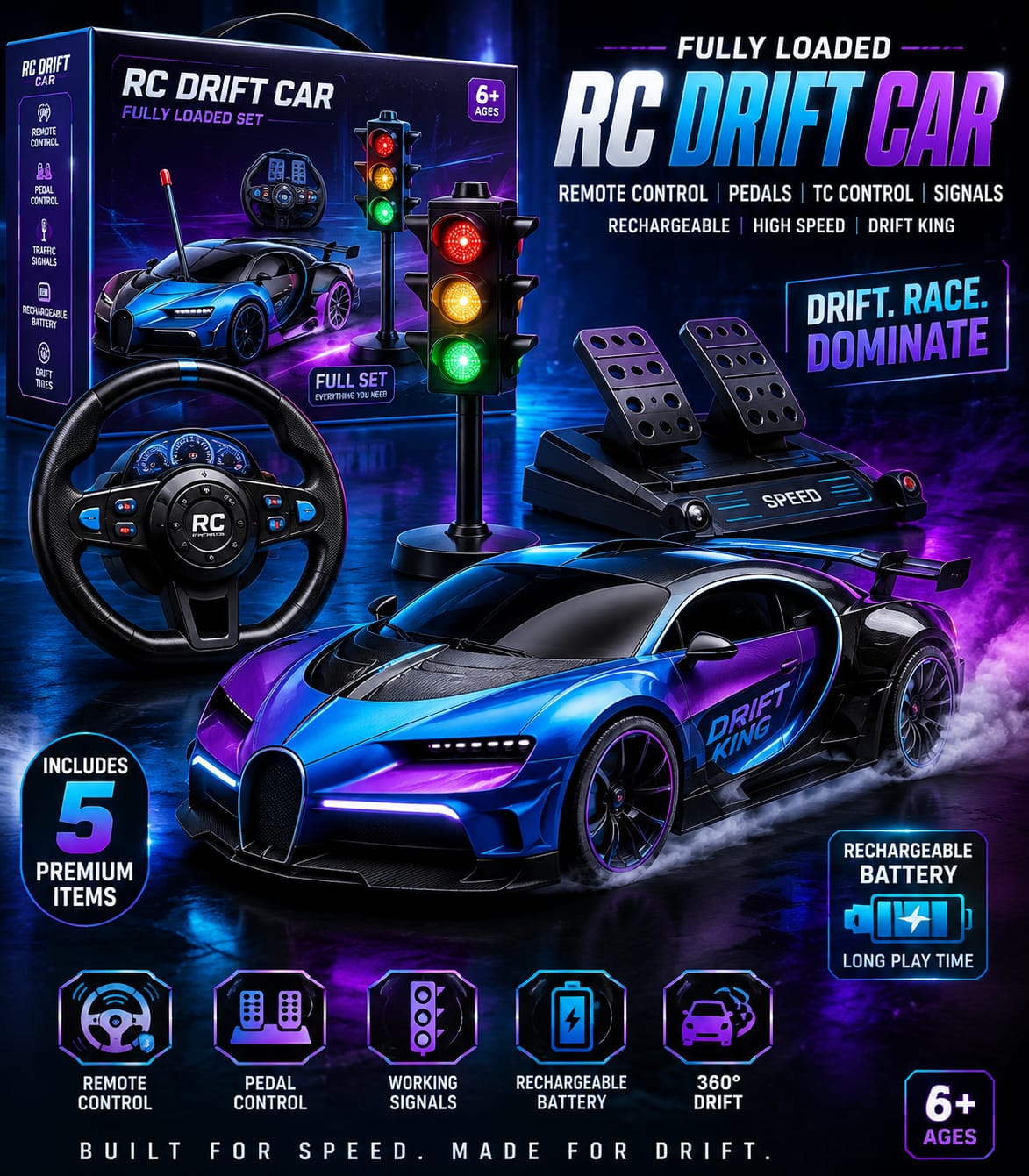 Remote control Fully Loaded Rc Pedals Tc Control With Signals For kids Rechargeable batteries Drifting Car For kids