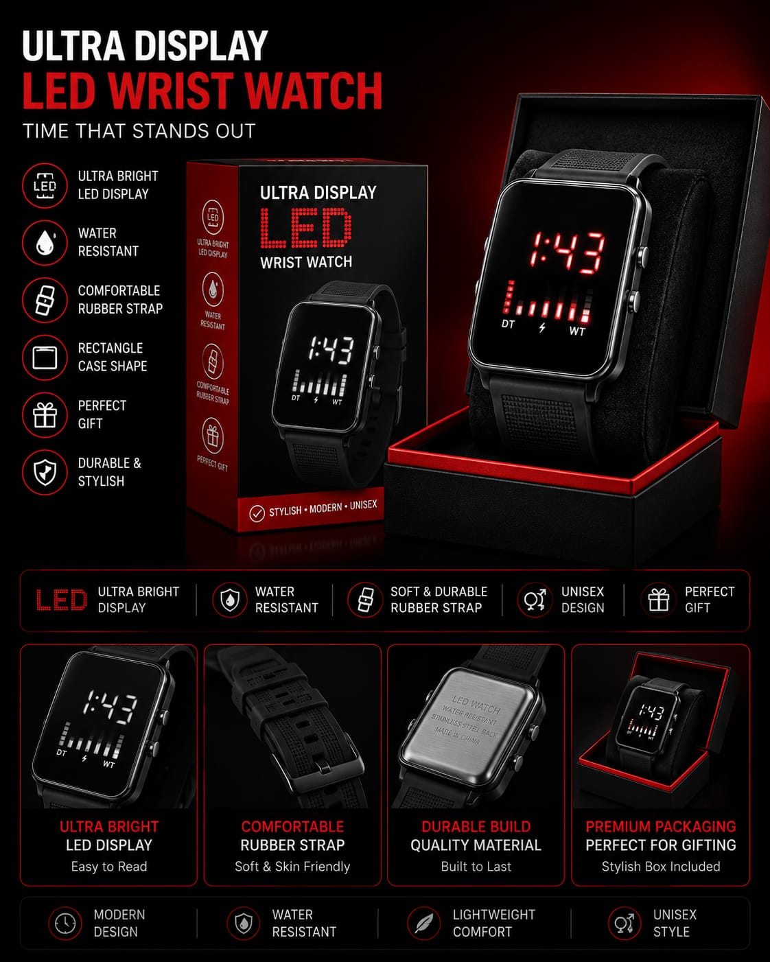 Ultra Display LED Wrist Watch