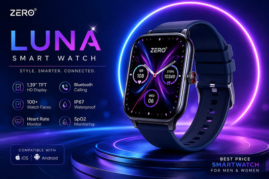 Zero® Luna Smart Watch | 1.39” TFT Display, Calling, 100+ Watch Faces | IP67 Waterproof, SpO2 & Heart Rate Monitor | Best Price Smartwatch for Men & Women, IOS & Android
