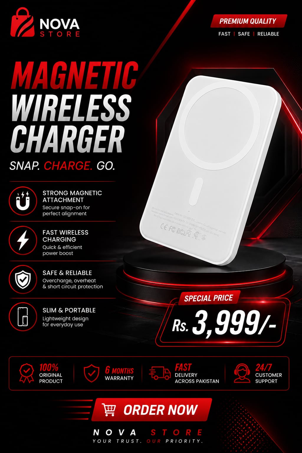Magnetic Wireless Power Bank 5000mAh | Fast Wireless Charger | Portable Power Bank | Nova Store ⚡🔋