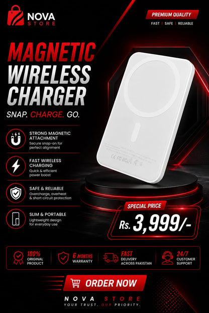 Magnetic Wireless Power Bank 5000mAh | Fast Wireless Charger | Portable Power Bank | Nova Store ⚡🔋