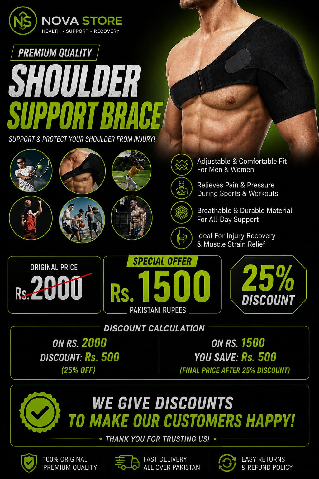 Shoulder Support Brace – Premium Protection & Comfortable Fit