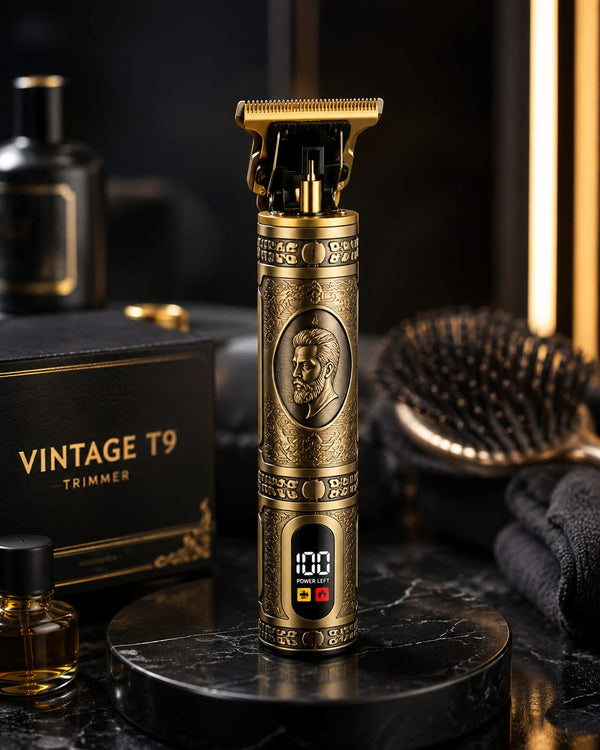 Alpha Ultra T9 Vintage Hair Trimmer For Men | T9 Rechargeable Shaver Machine For Men | Professional Hair Trimming Machine | Hair Trimmer and Shaver For Boys (Metal Body)